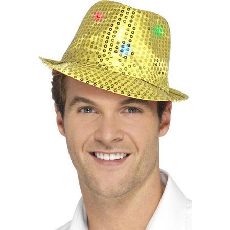SMIFFYS - Goudkleurige hoed met LED lichtjes voor volwassenen - Hoeden > Overige